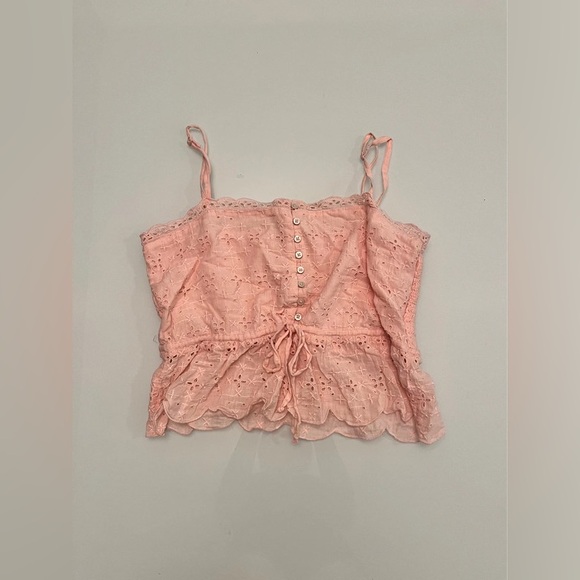 Tops - pink eyelet cami
